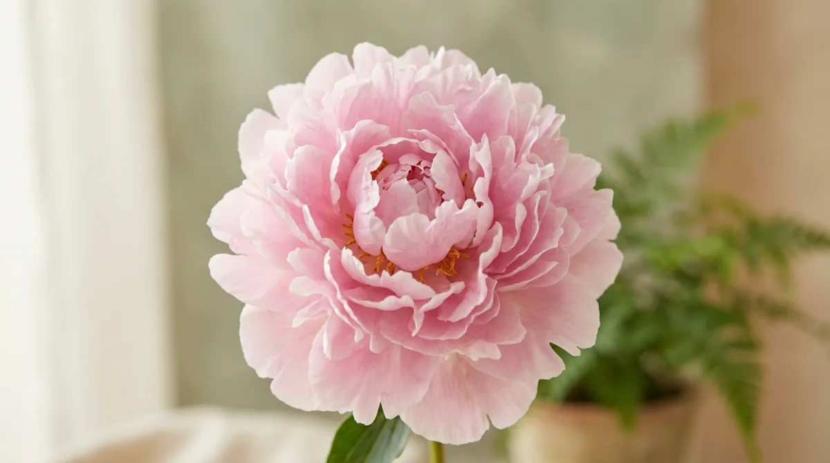 Soft pink peony flower in bloom