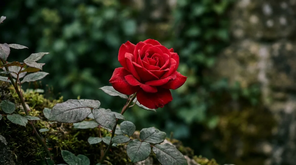 Red rose flower in bloom