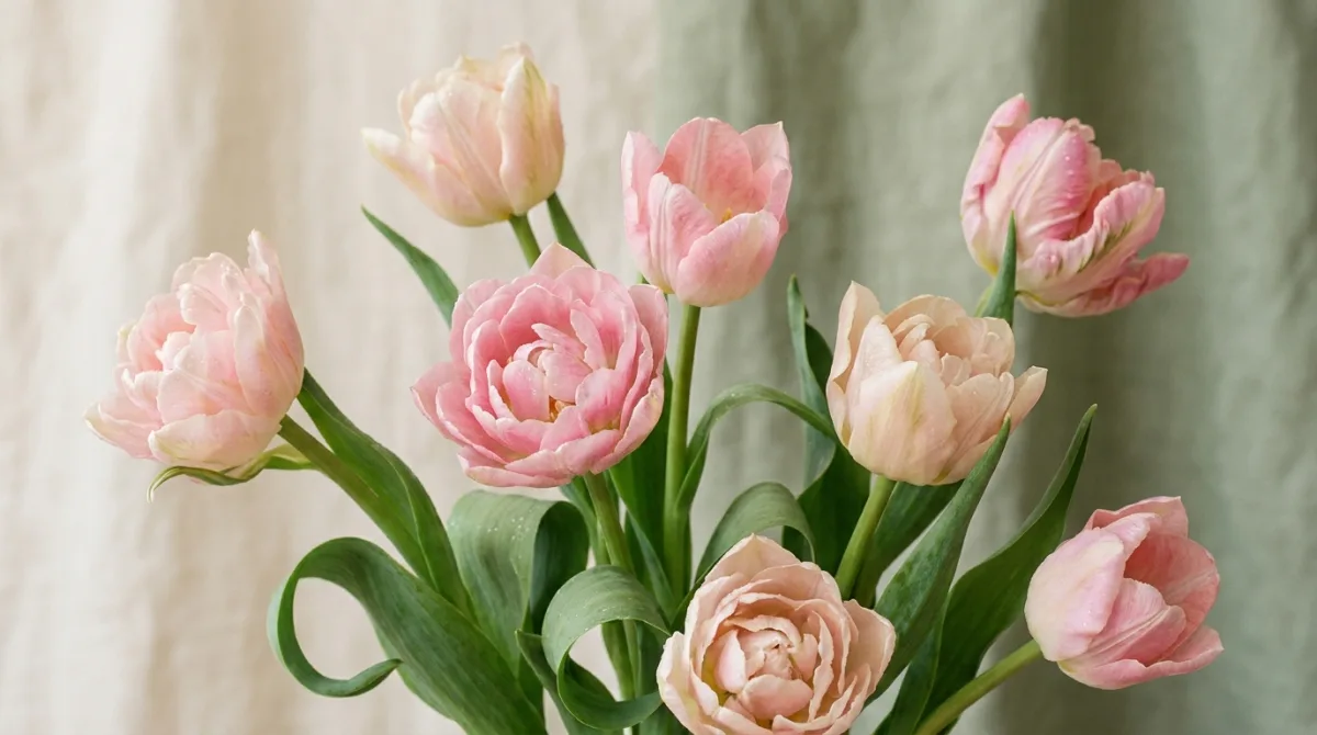 Pink tulip flowers in bloom